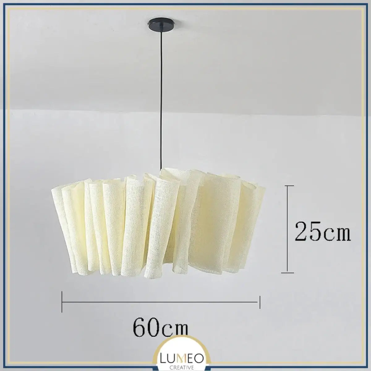 Suspension en tissu plissé bohème | Luminaire doux et poétique Beige crème | 60 cm