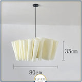 Suspension en tissu plissé bohème | Luminaire doux et poétique Beige crème | 80 cm