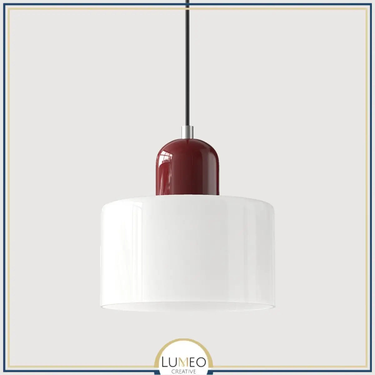 Suspension en verre coloré | Élégance rétro & touche pop Blanc / Bordeau