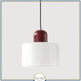 Suspension en verre coloré | Élégance rétro & touche pop Blanc / Bordeau