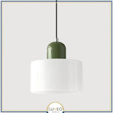 Suspension en verre coloré | Élégance rétro & touche pop Blanc / Vert