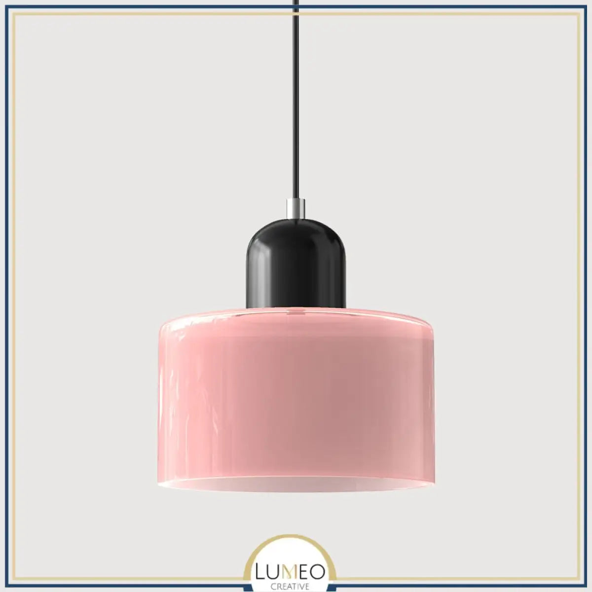 Suspension en verre coloré | Élégance rétro & touche pop Rose / Noir