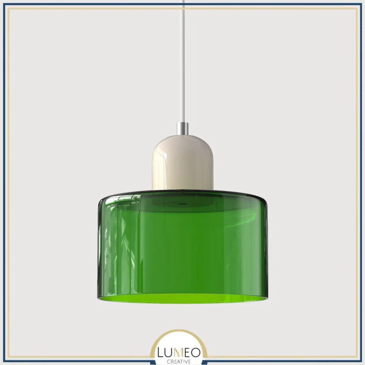 Suspension en verre coloré | Élégance rétro & touche pop Vert impérial / Blanc