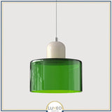 Suspension en verre coloré | Élégance rétro & touche pop Vert impérial / Blanc