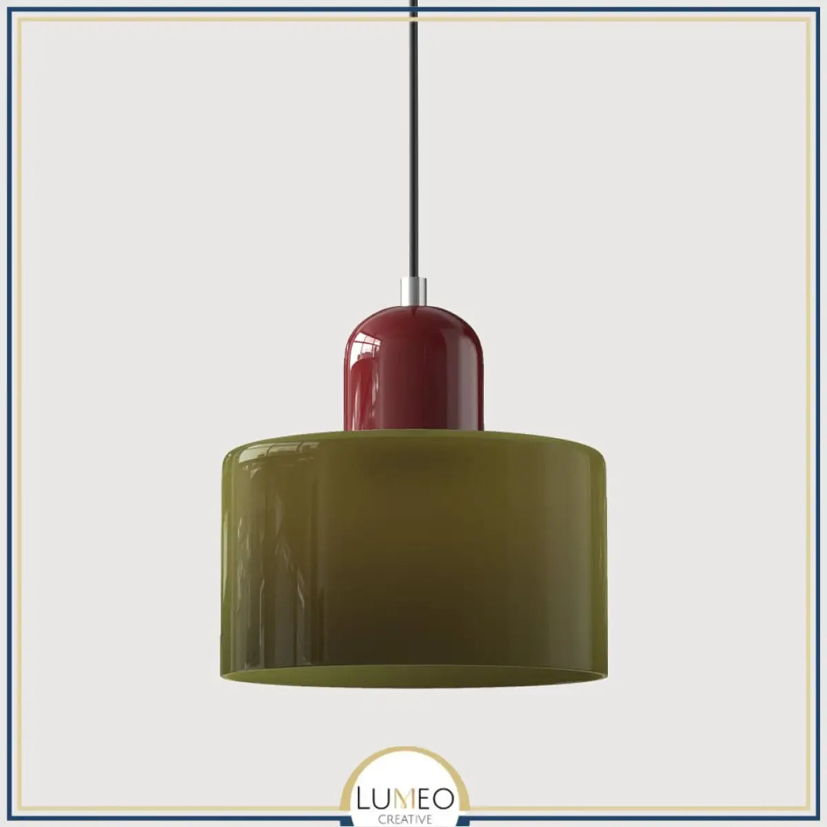 Suspension en verre coloré | Élégance rétro & touche pop Vert kaki / Bordeau
