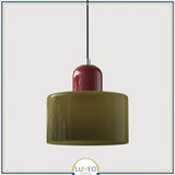 Suspension en verre coloré | Élégance rétro & touche pop Vert kaki / Bordeau