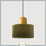 Suspension en verre coloré | Élégance rétro & touche pop Vert kaki / Jaune