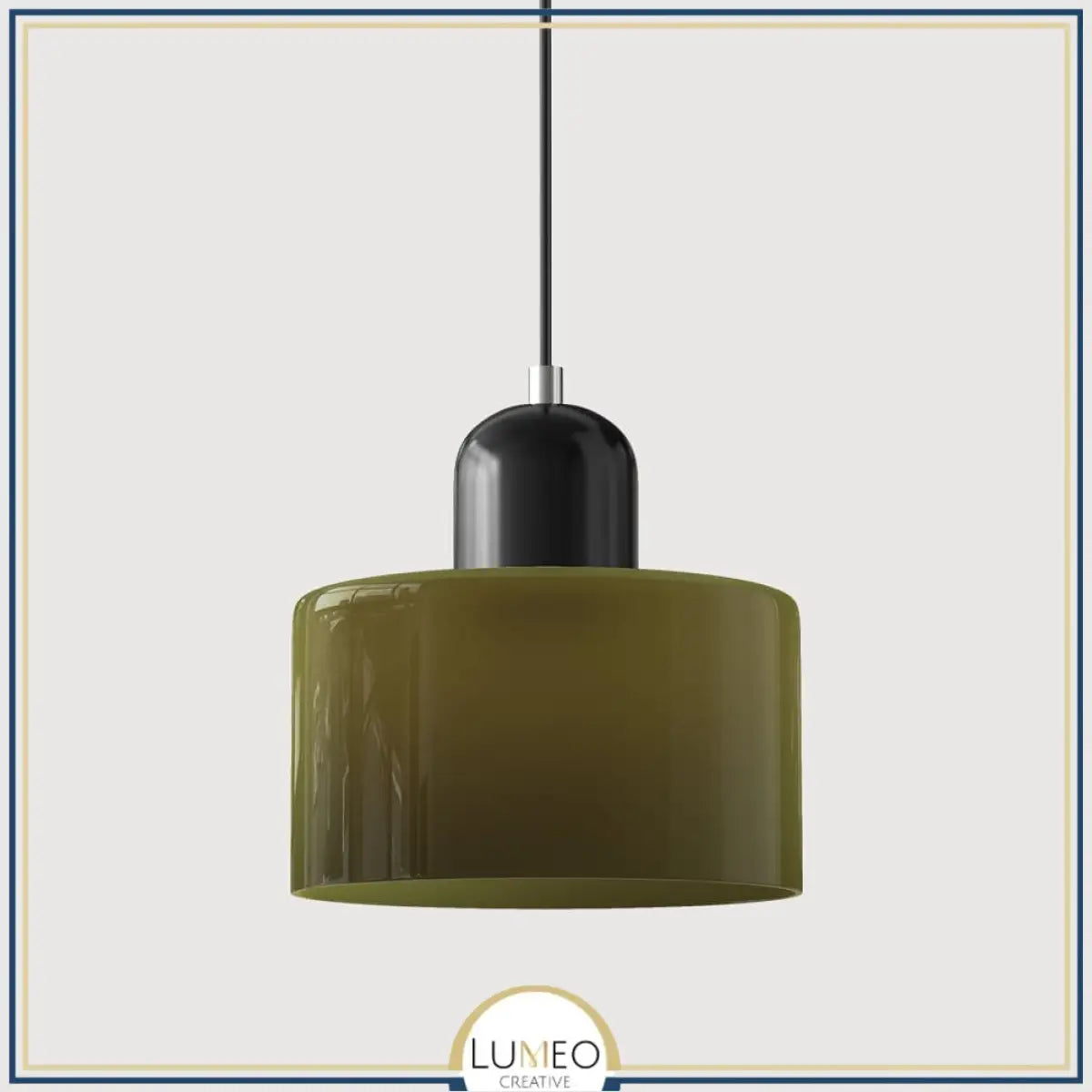 Suspension en verre coloré | Élégance rétro & touche pop Vert kaki / Noir