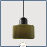 Suspension en verre coloré | Élégance rétro & touche pop Vert kaki / Noir