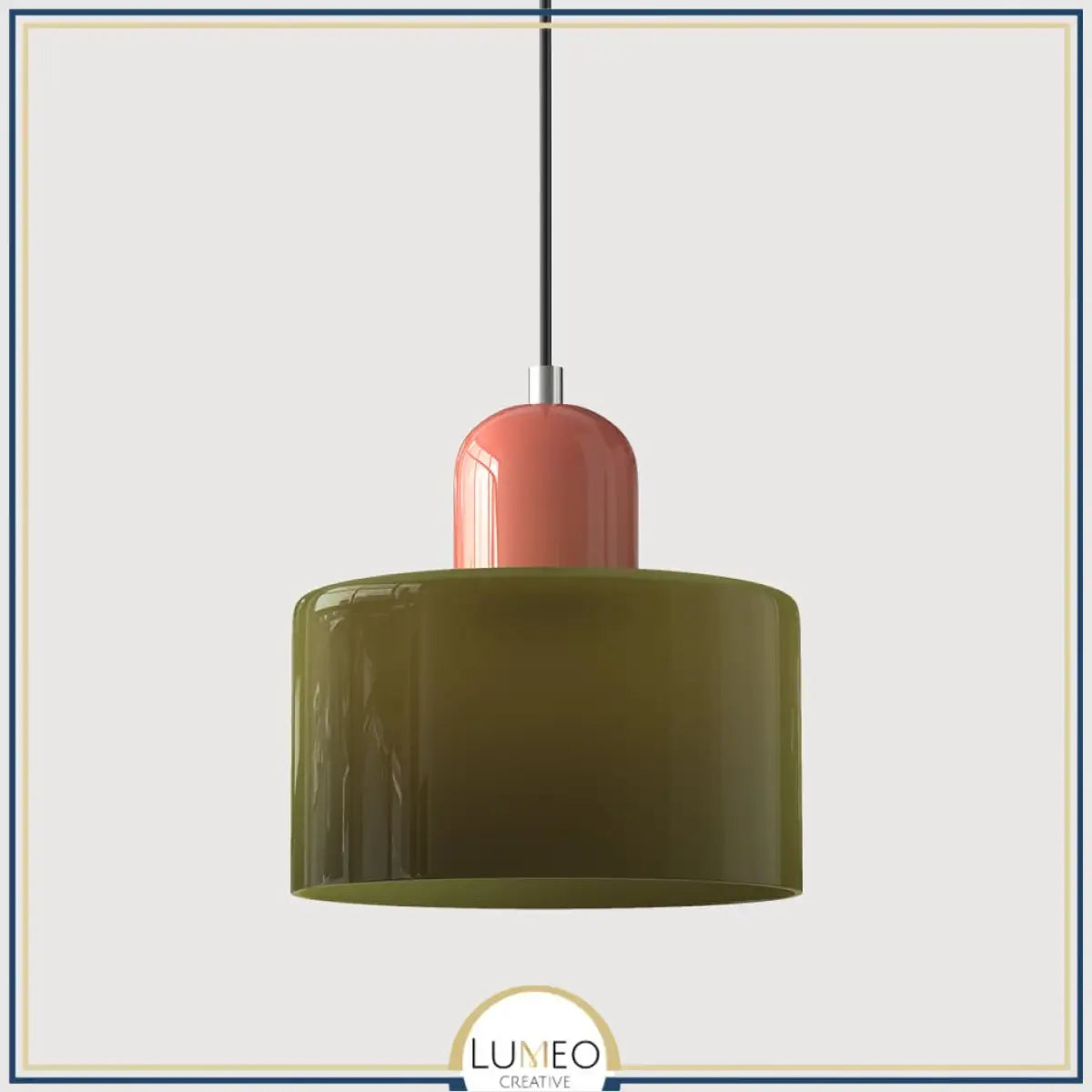 Suspension en verre coloré | Élégance rétro & touche pop Vert kaki / Rose
