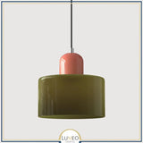 Suspension en verre coloré | Élégance rétro & touche pop Vert kaki / Rose