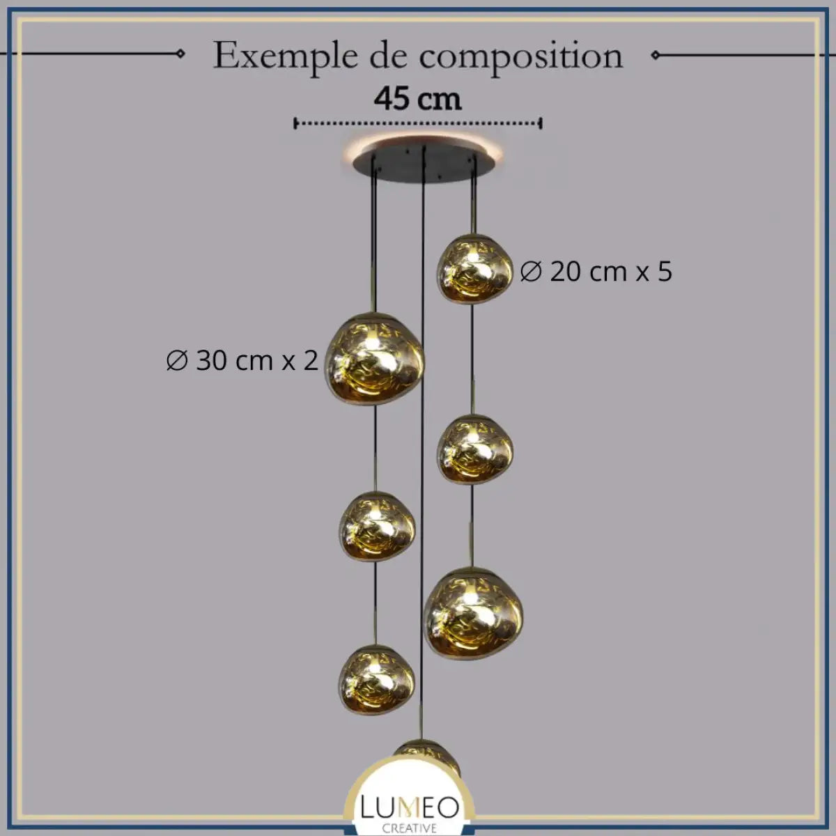 Suspension en verre soufflé style boule de lave | Création modulable