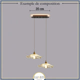 Suspension et plafonnier florale en verre coloré | Luminaire vintage en forme de fleur