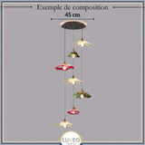 Suspension et plafonnier florale en verre coloré | Luminaire vintage en forme de fleur