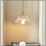 Suspension et plafonnier florale en verre coloré | Luminaire vintage en forme de fleur B / Transparent