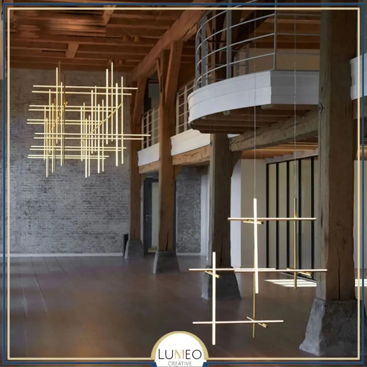 Suspension géométrique LED contemporaine | Tubes personnalisables