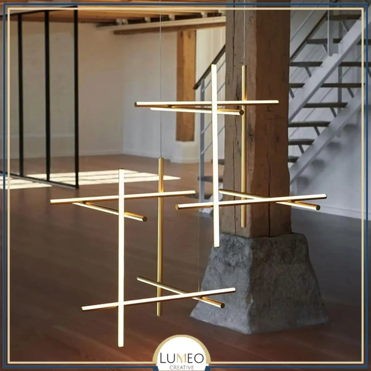 Suspension géométrique LED contemporaine | Tubes personnalisables