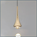 Suspension goutte noire et or | Luminaire suspendu pour éclairage ciblé et élégant Or / Blanc chaud