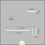 Suspension linéaire LED minimaliste | Ligne pure et éclairage structuré Blanc 147cm / Blanc froid