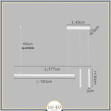 Suspension linéaire LED minimaliste | Ligne pure et éclairage structuré Blanc 177cm / Blanc froid