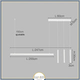Suspension linéaire LED minimaliste | Ligne pure et éclairage structuré Blanc 247cm / Blanc froid