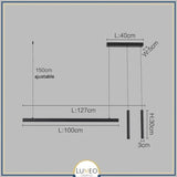 Suspension linéaire LED minimaliste | Ligne pure et éclairage structuré Noir 127cm / Blanc froid