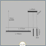 Suspension linéaire LED minimaliste | Ligne pure et éclairage structuré Noir 177cm / Blanc froid