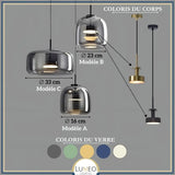 taille et dimension suspension nova en verre teinté lumeo creative