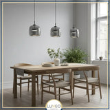 suspension design en verre teinté et fumé gris intense et à LED pour salon, salle à manger et cuisine