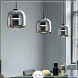suspension LED design en verre teinté et fumé gris