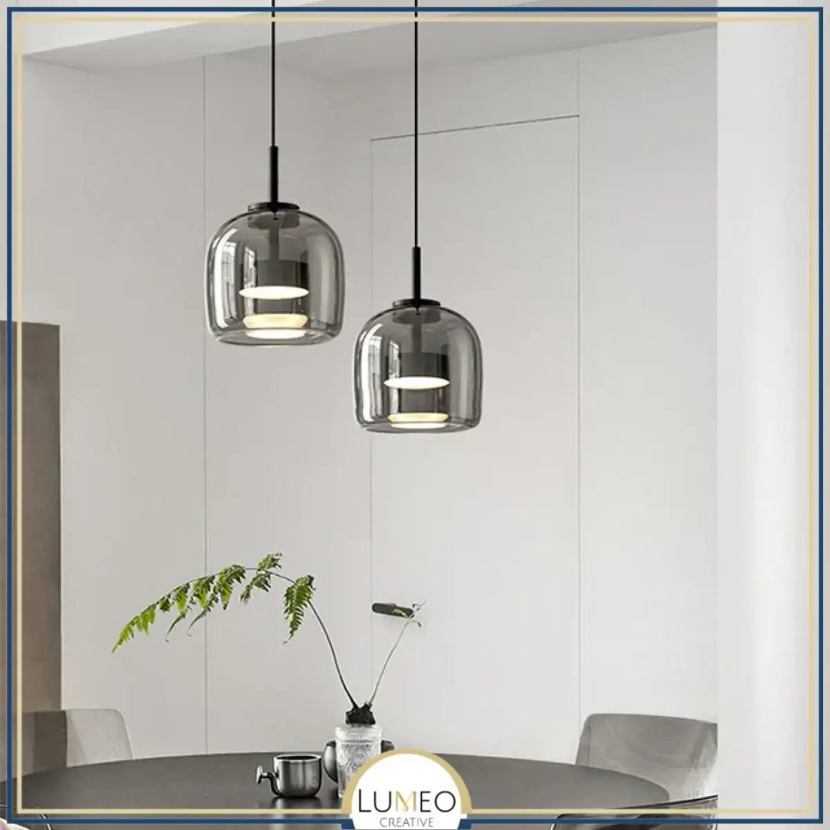 luminaire en verre teinté , soufflé et fumé