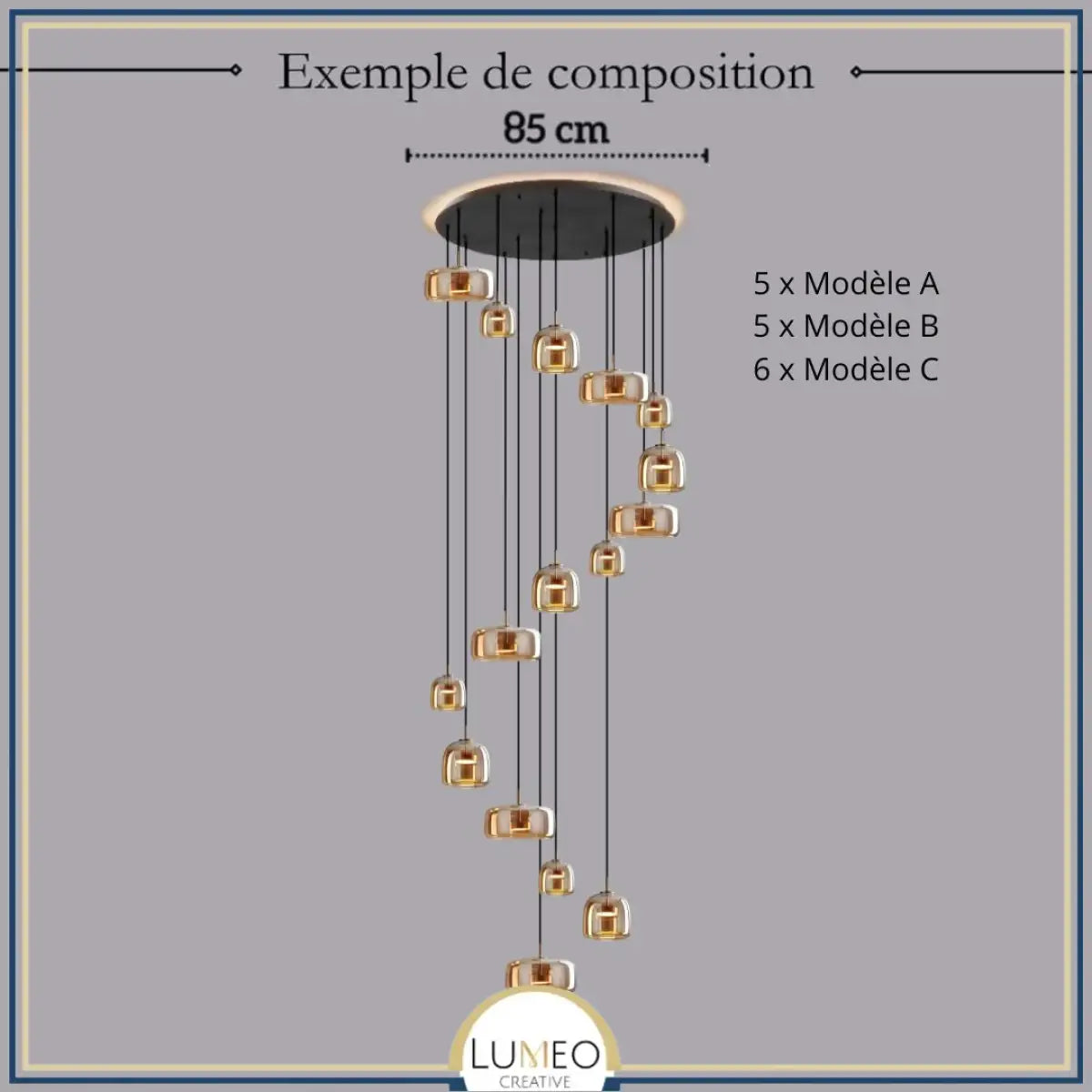 Suspension moderne en verre teinté NOVA | 1 Suspension