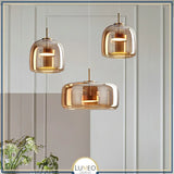 suspension en verre teinté ambre brillant lumeo creative Nova