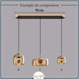 Suspension moderne en verre teinté NOVA | 1 Suspension