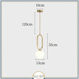 Suspension noir ou doré & boule en verre dépoli 15 cm | Or / Anse / Blanc chaud