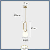 Suspension noir ou doré & boule en verre dépoli 20 cm | Or / Anse / Blanc chaud