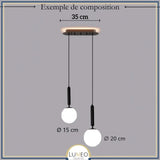 Suspension noir ou doré & boule en verre dépoli