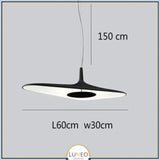Suspension noire ou blanche au design avant gardiste Noir | 60 cm / Blanc froid