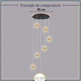 Suspension pissenlit ronde | Métal doré & argenté