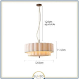 Suspension ronde en tissu plissé Japandi au design minimaliste 65 cm / Blanc froid