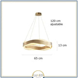 Suspension ruban LED torsadé | Fluidité sculpturale & lumière design 65 cm / Or / Blanc chaud