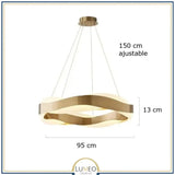 Suspension ruban LED torsadé | Fluidité sculpturale & lumière design 80 cm / Or / Blanc chaud