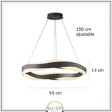 Suspension ruban LED torsadé | Fluidité sculpturale & lumière design 95 cm / Noir / Blanc chaud