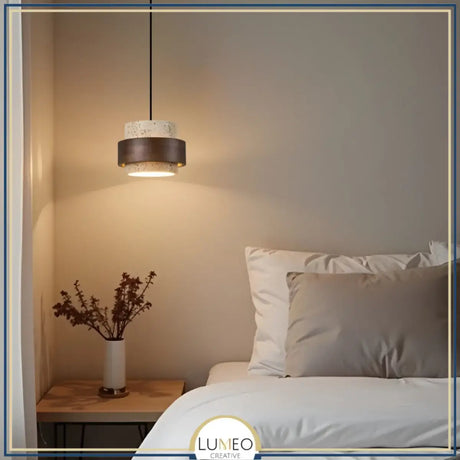 Suspension SATURNE en pierre naturelle et bois | Style scandinave