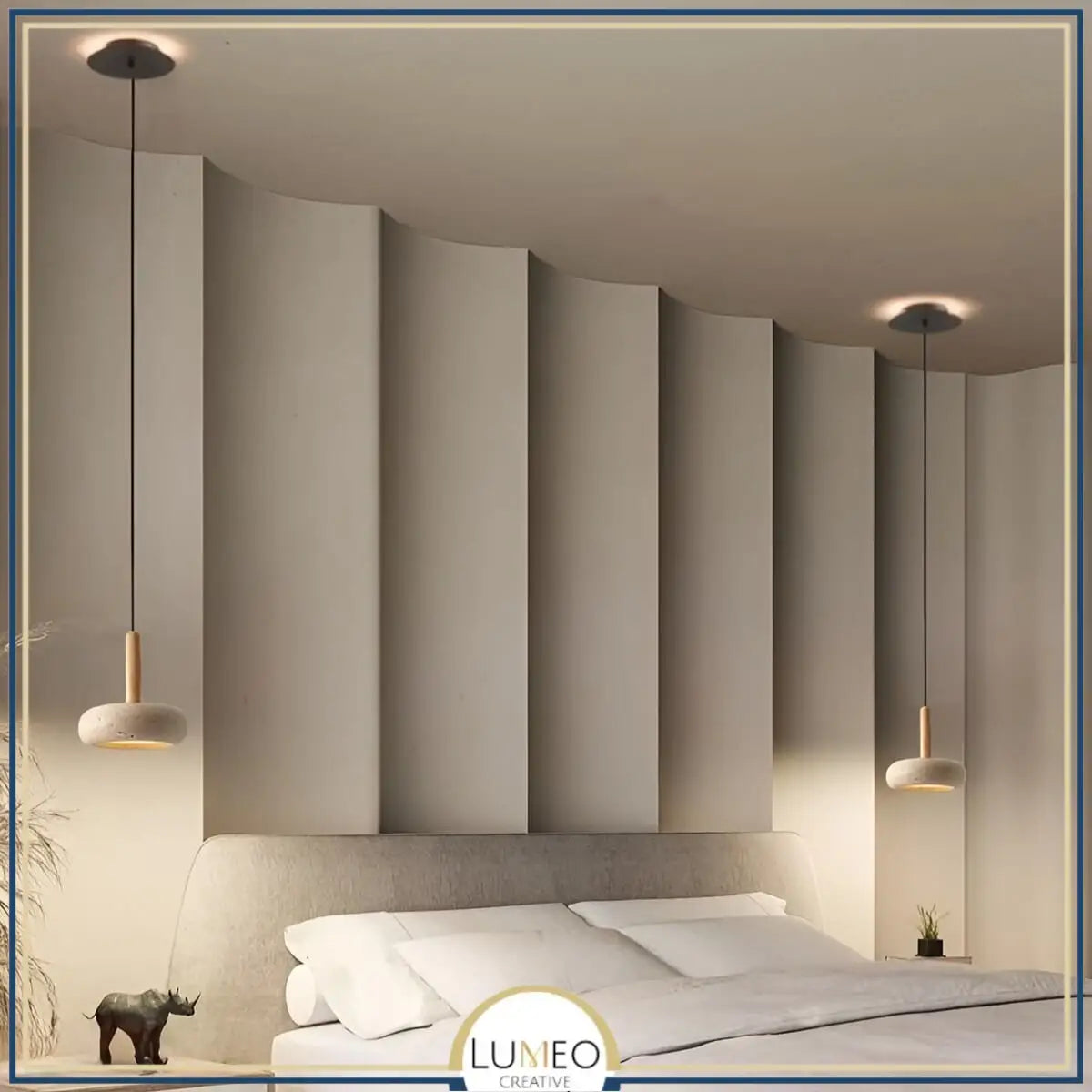 Suspension STONE en pierre naturelle et bois | Style scandinave