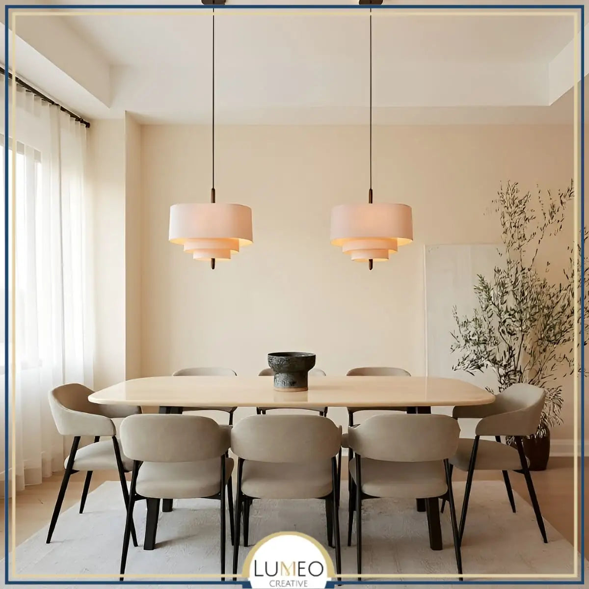 Suspension tissu spirale et bois | Élégance contemporaine