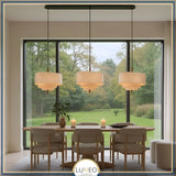 Suspension tissu spirale et bois | Élégance contemporaine