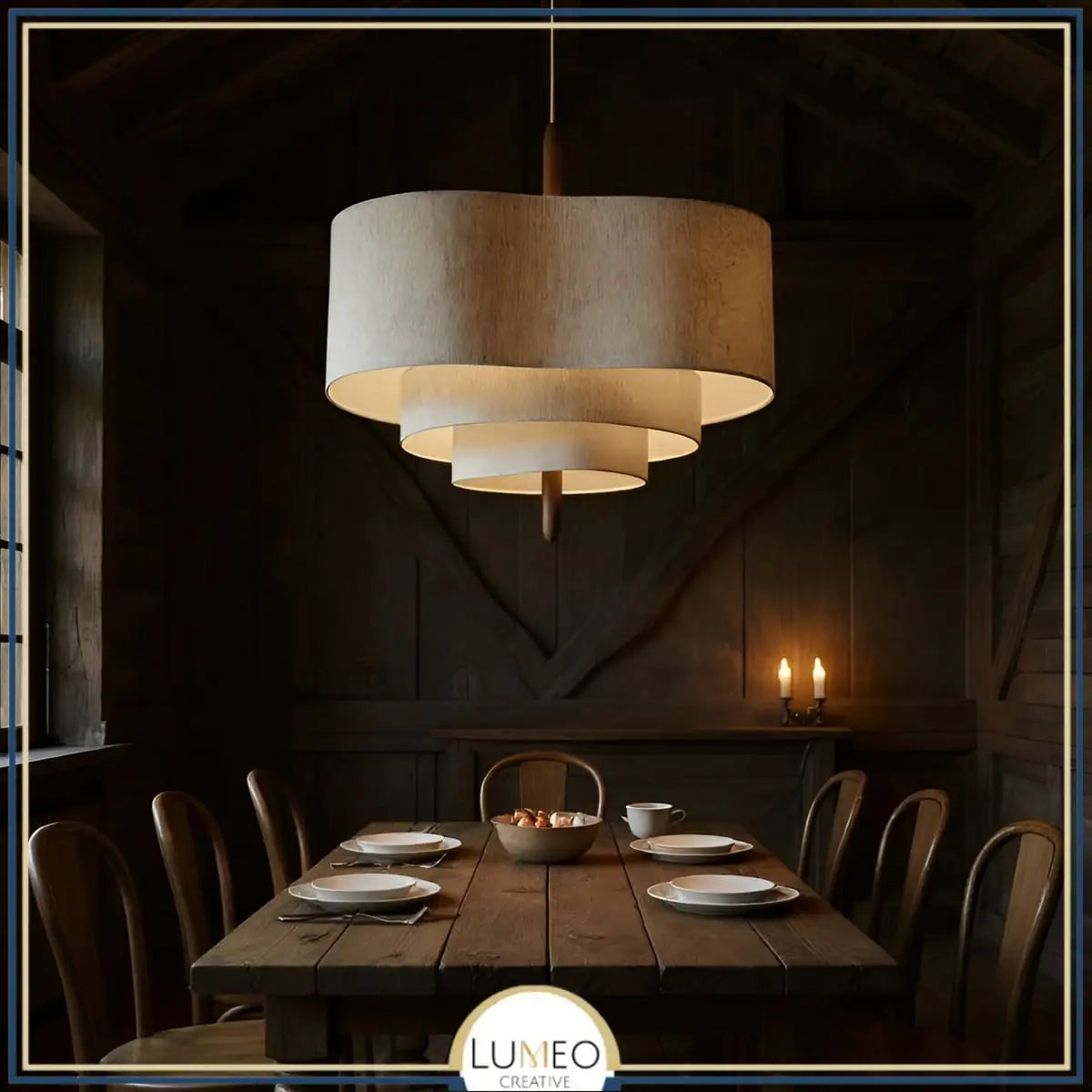 Suspension tissu spirale et bois | Élégance contemporaine