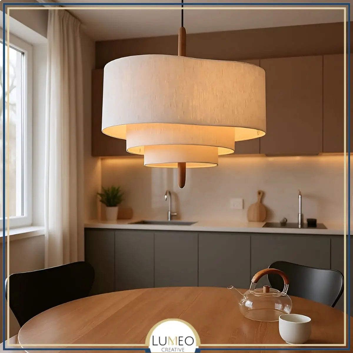 Suspension tissu spirale et bois | Élégance contemporaine