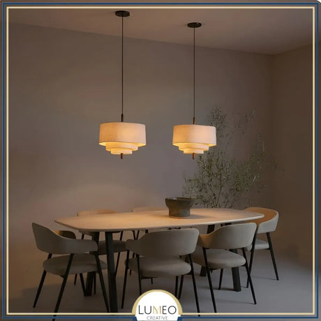 Suspension tissu spirale et bois | Élégance contemporaine